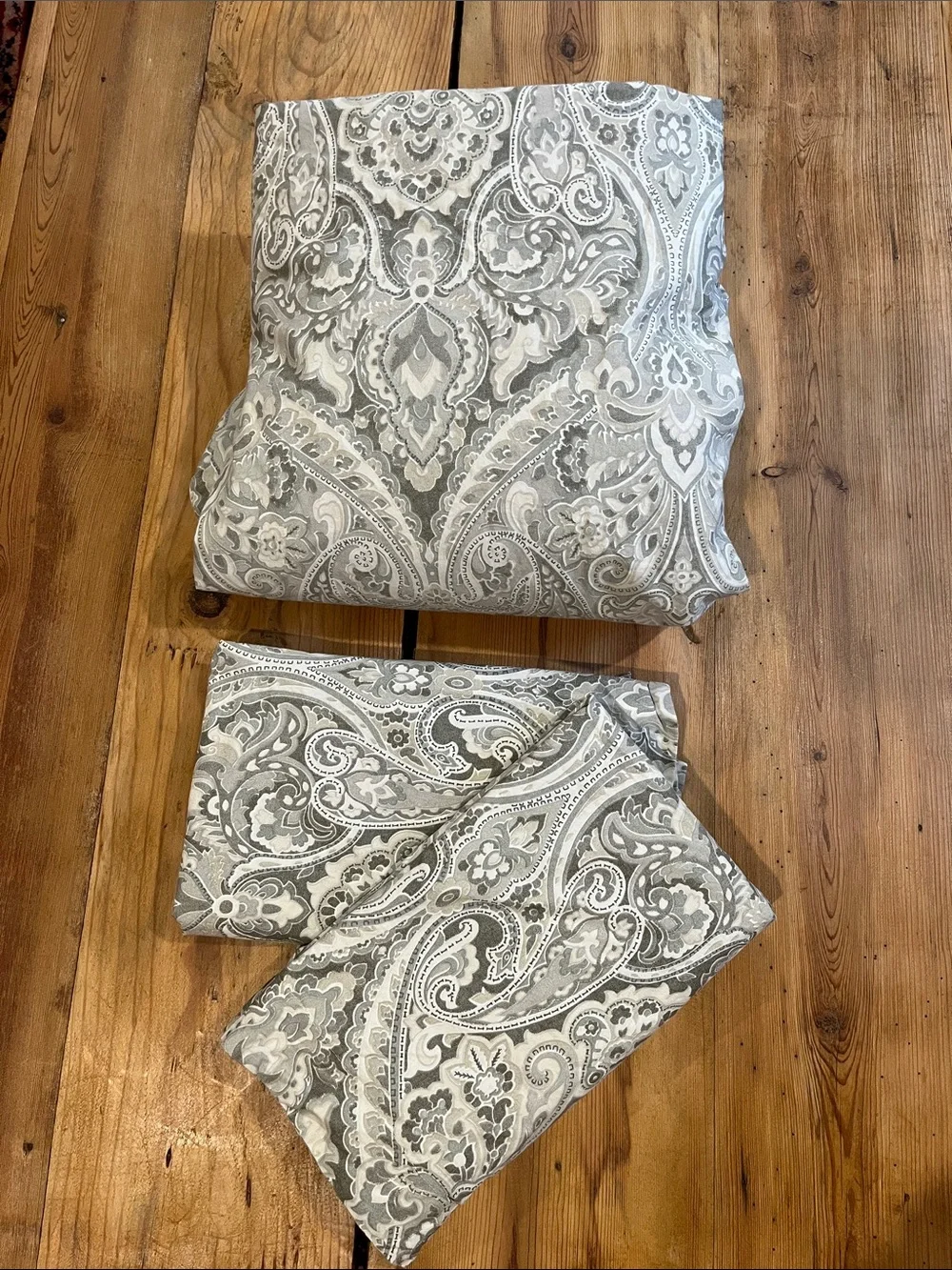 Set/3 POTTERY BARN *Full/Queen* Grey Charcoal Printed Duvet Cover & Pillowcases